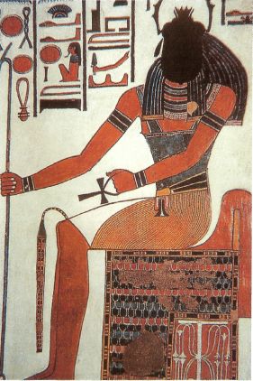 Изображение бога Хепри. Фрагмент росписи из гробницы Нефертари