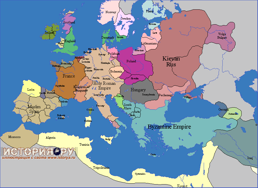 Хронология Европы в картах - 1025 год