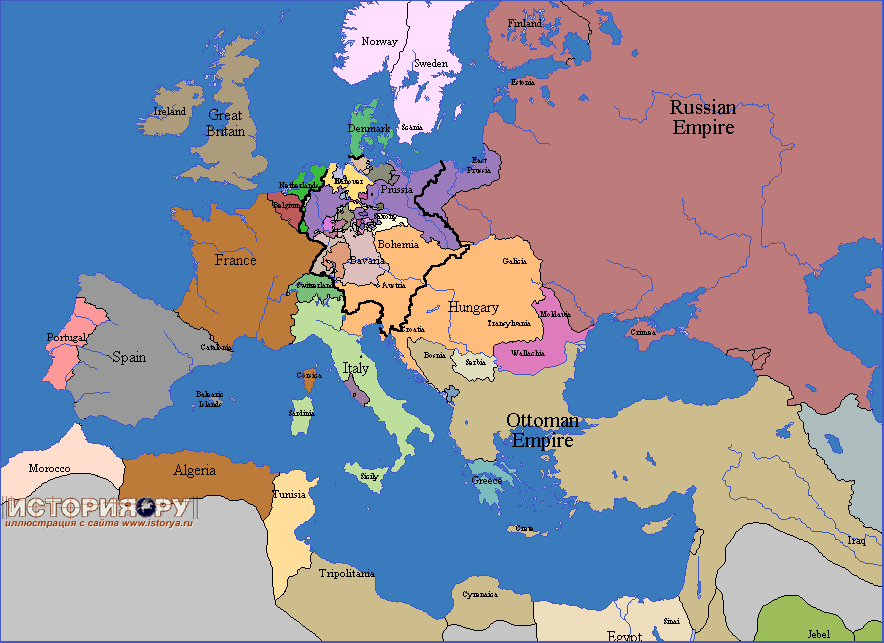 Хронология Европы в картах, 1864 год